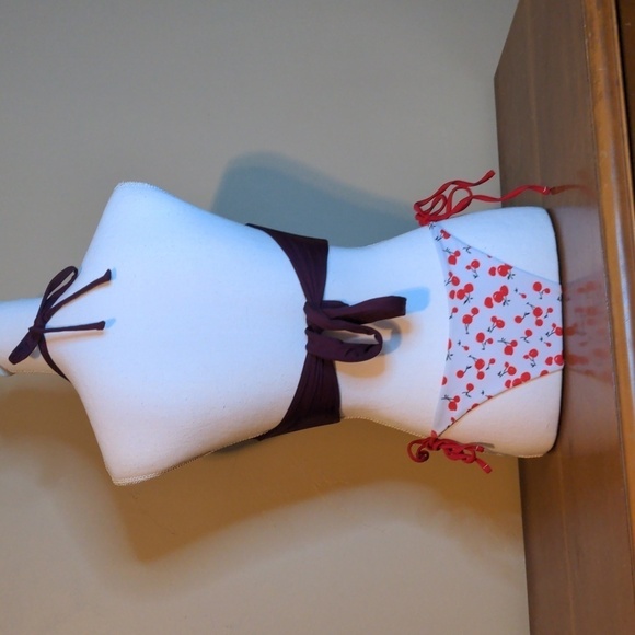 KONA SOL Faux Wrap Halter Bikini with Poppin Cherry String Bikini Bottom Size L - Picture 11 of 13